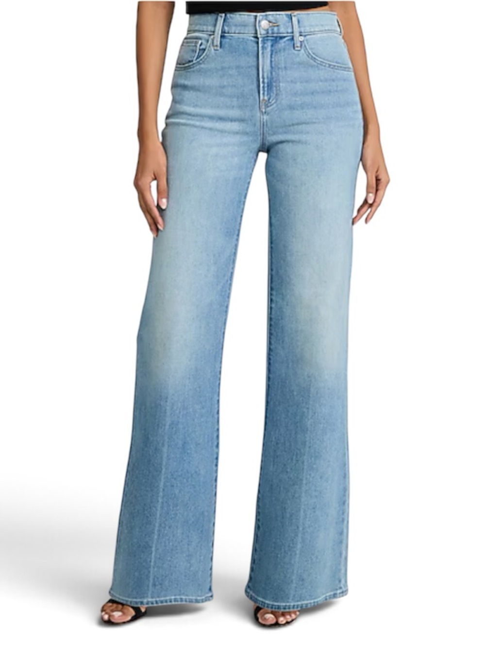 NWT Express Relaxed Flare Jeans Size 10 Long High Rise Light Wash 35.5”